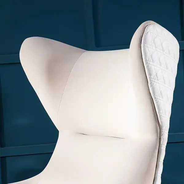 Modern High Back Wing Chair with Armrest Metal Steel Legs Leather Living Room Leisure Lounge Chair Hotel Accent Chair