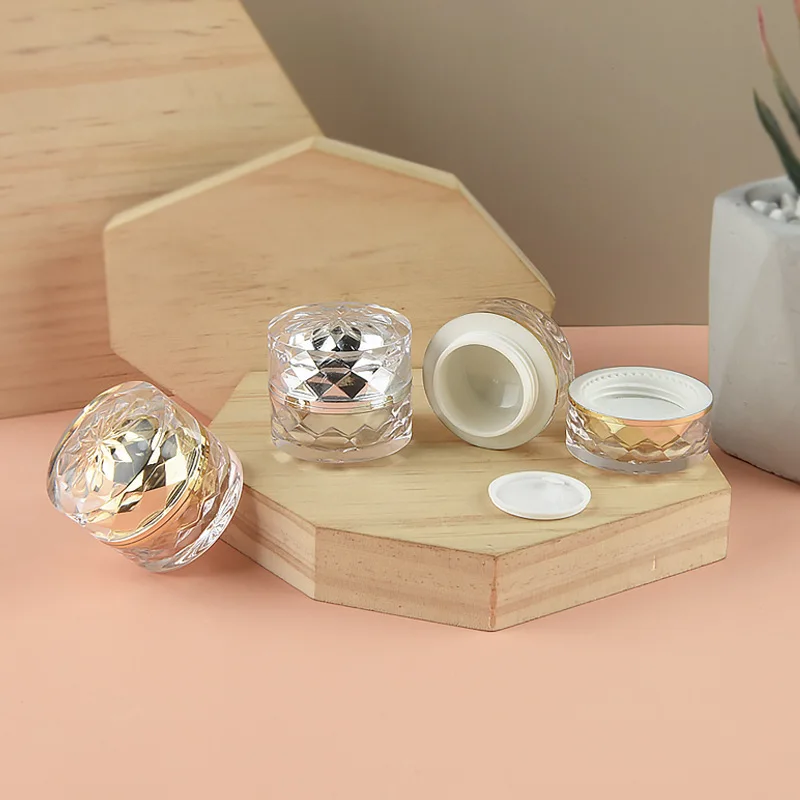 Yueshunxing Factory Wholesale 5g Jewelry clear Cosmetic Jar Nail Powder Storage Jar Container Mini Drll Shape Eyeshadow Container