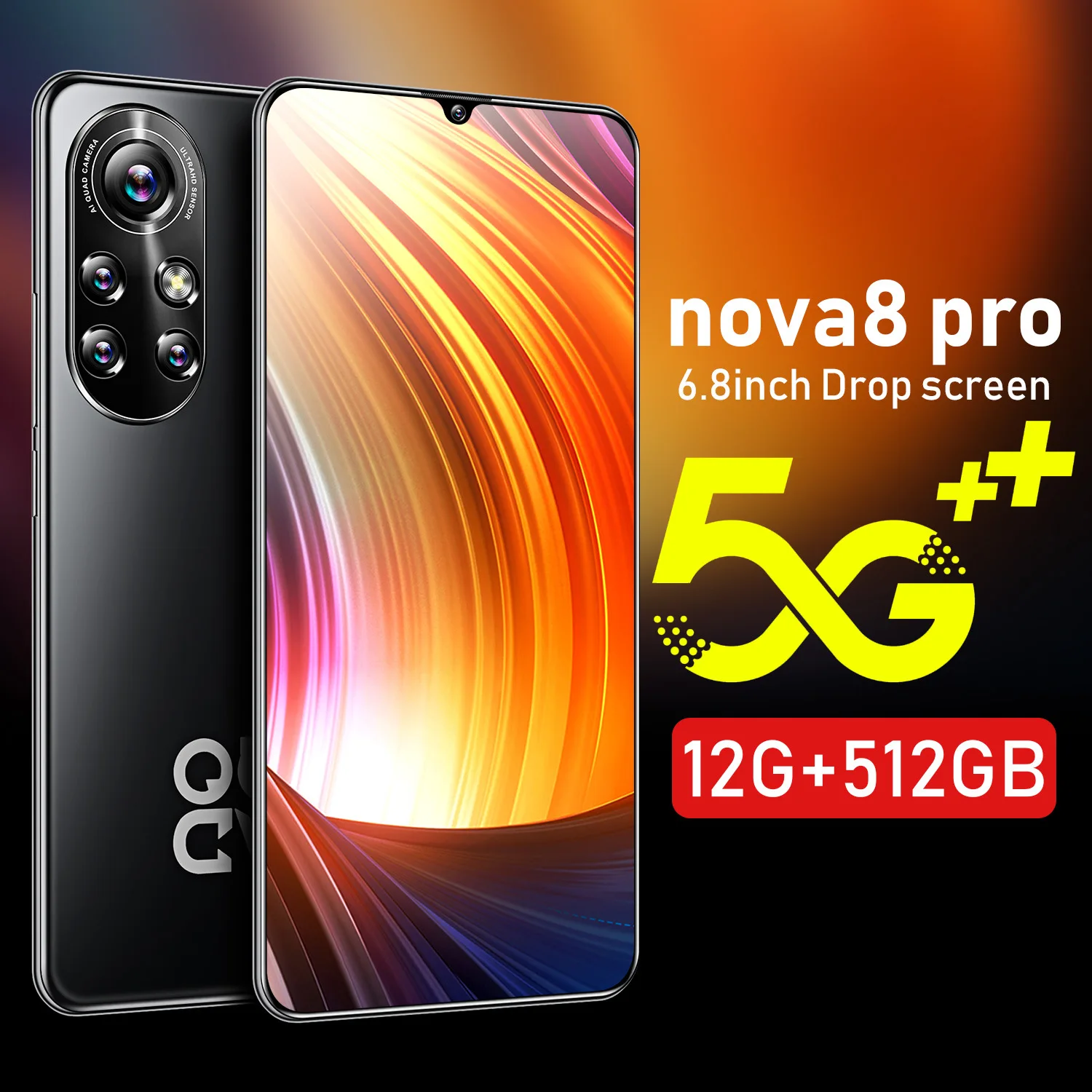 Новый дизайн 2021, смартфон Nova8 Pro, умный игровой телефон 6,8 дюйма, лидер продаж, память 1 + память 8
