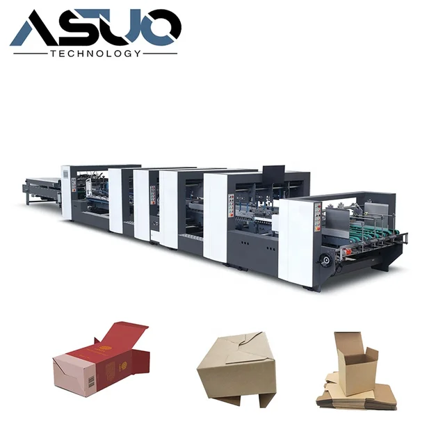 Crash Lock Bottom & Pre-folding Corrugated Carton Boxes Folding and Gluing Machine Mini Box Folder Gluer