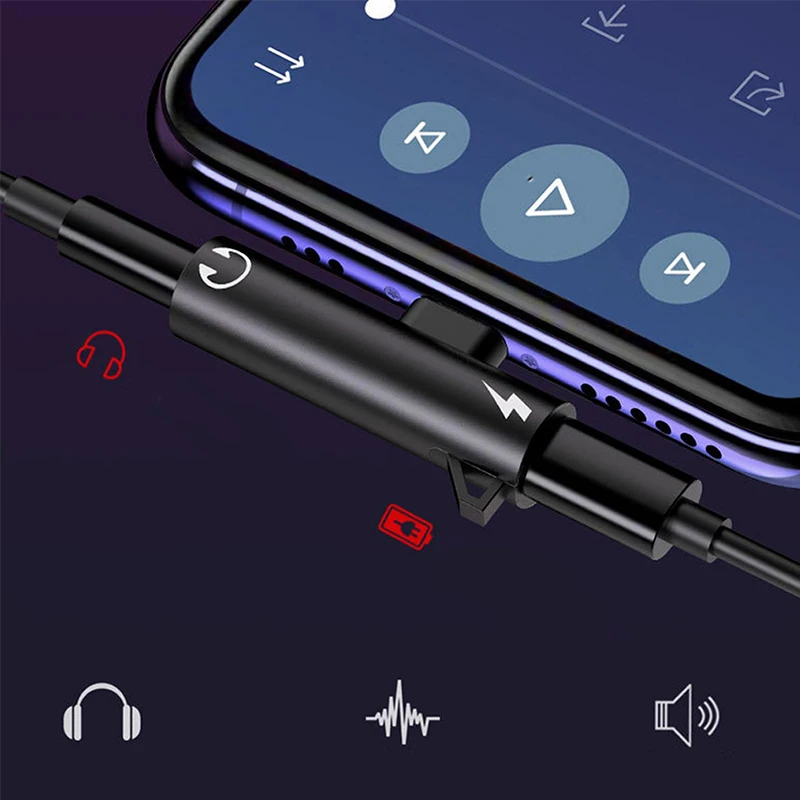
 2 в 1 аудио наушники зарядный двойной адаптер разделитель для iPhone XR XS X 7 8 Plus для 3,5 мм разъем для наушников AUX Кабельный разъем  