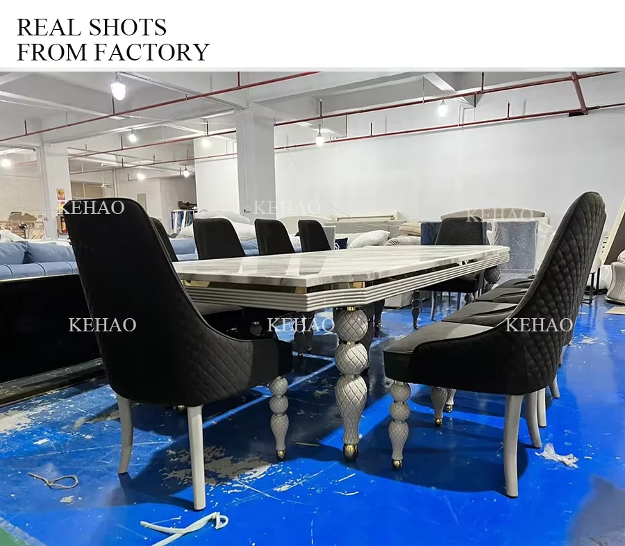 高級ダイニングルーム家具彫刻木製脚アンティークダイニングテーブル