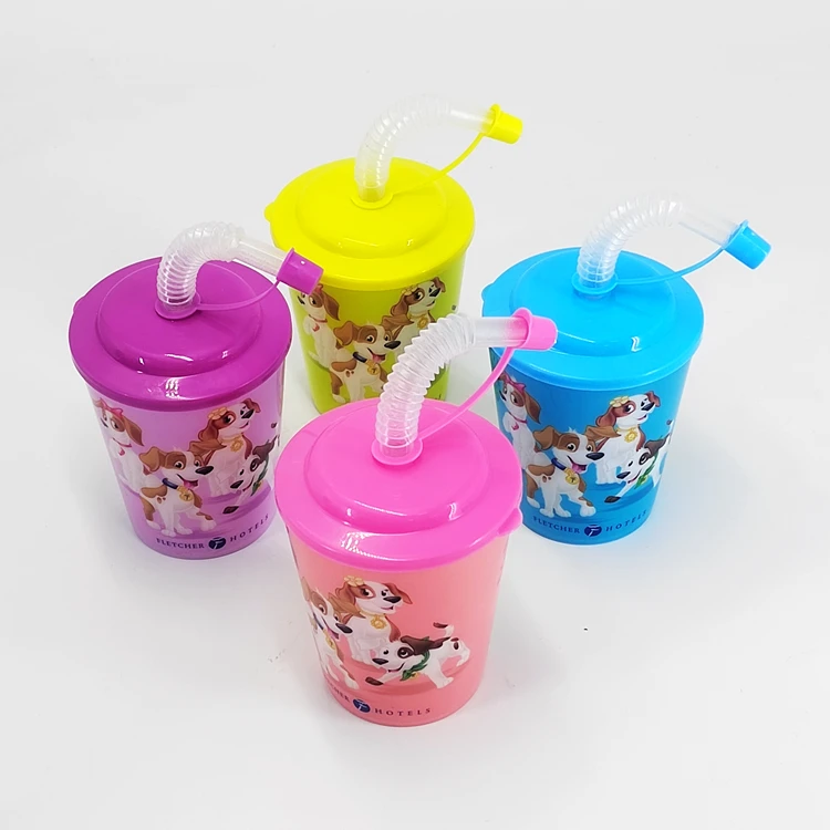 3D Lenticular Iml Printing Pp Custom Cheap Kids Promotional Plastic Cup with Lid and Straw