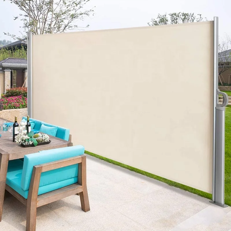 Retractable Side Awning Privacy Screen Outdoor Retractable Privacy Fence for Courtyard Terraces Pools