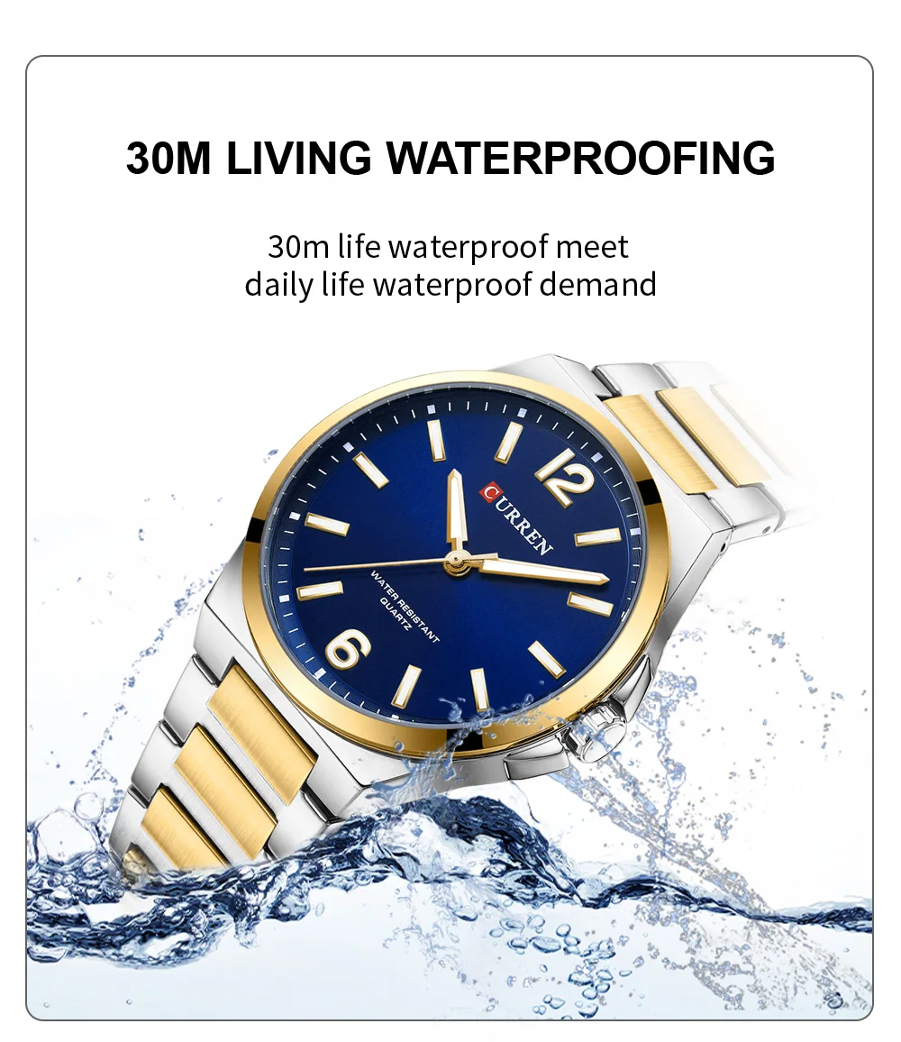 CURREN 8493 Classic Vintage Men's Quartz Watch 42mm Brand Original Wristwatches with Stainless Steel Band Luminous Hands Gift