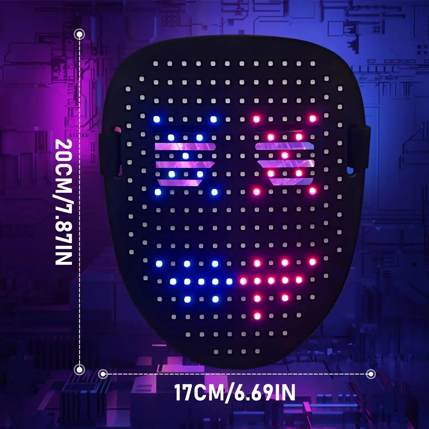 Leuchtende LED-Maske Mit Gesten-Sensor – Digitale Transformationsmaske Für Halloween, Partys & Raves | Wiederaufladbar, Für Kinder & Erwachsene