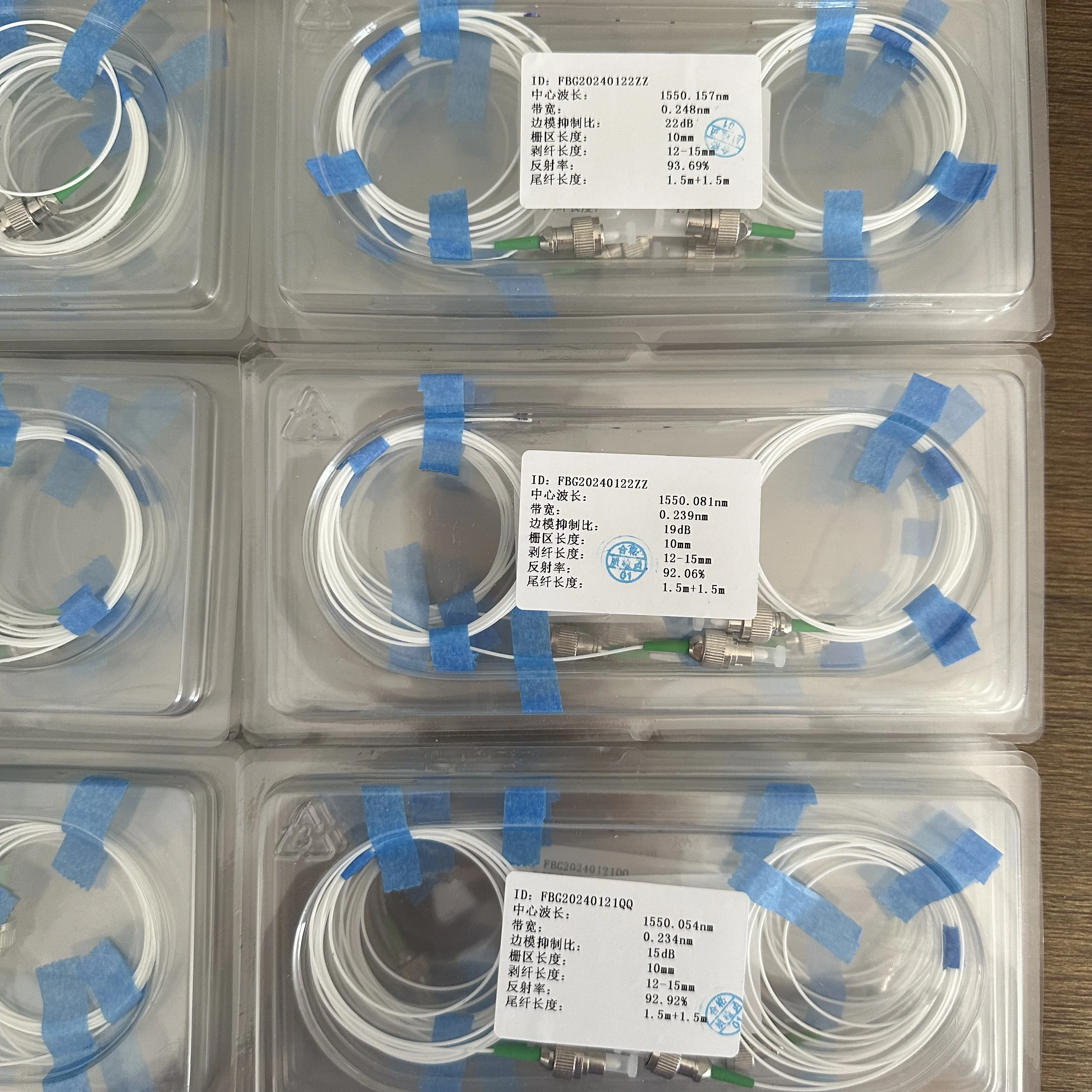 Optical Networking Equipment Fbg Instruments  Center Wavelength 1550 nm 10mm Fiber Bragg Grating Sensor FBG