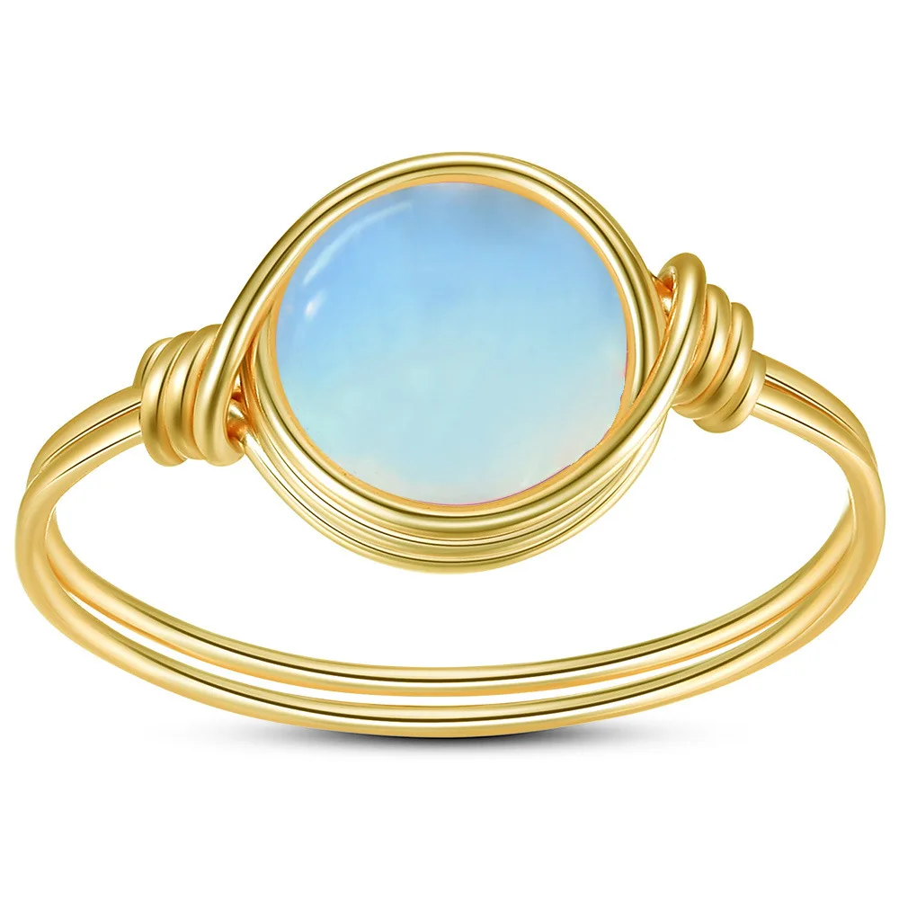 Healing Crystal Chakra Gemstone Ring Crystal Wire Wrapped Rose Quartz