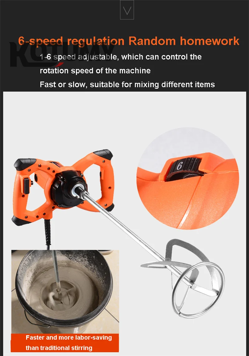 2100w Industrial Grade Mixer Hand-Held Paint Cement Putty Powder Mixer Steering Wheel Six-Speed Adjustable Electric Beating Tool