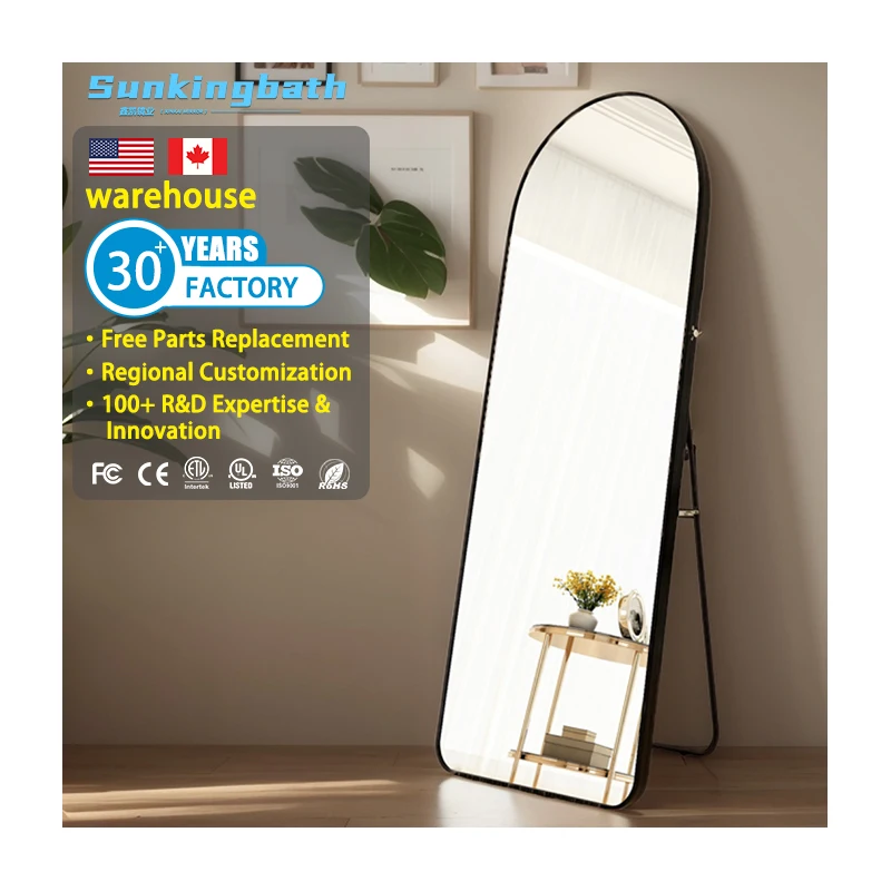 Modern European Arched Aluminum Alloy Frame Floor Mirror Full-length Mirror Bedroom Mirror for Home Decor