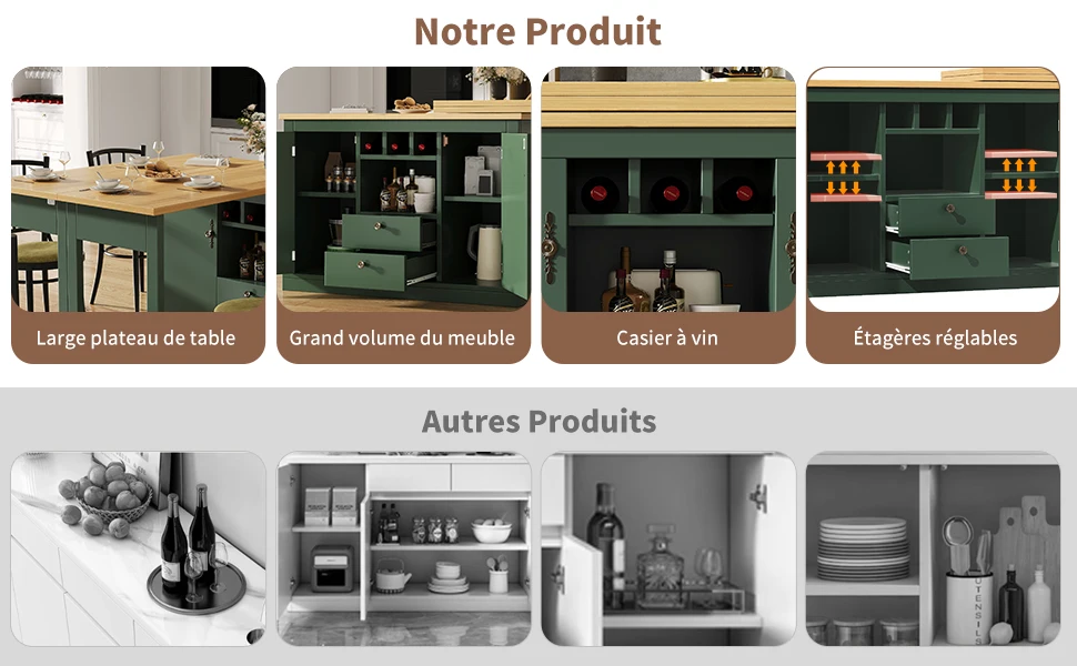 Table bar extensible 120-180cm multimodal