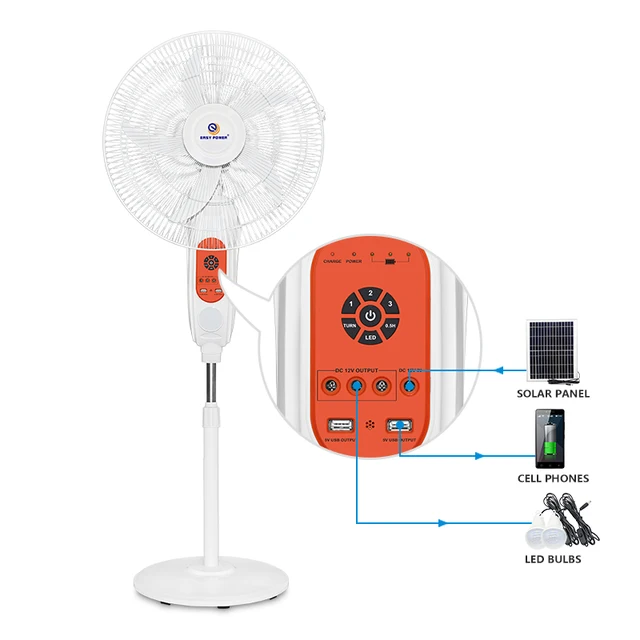 18in multi-light kit solar fan mobile phone charging indoor solar light fan  home cheap solar standing fan