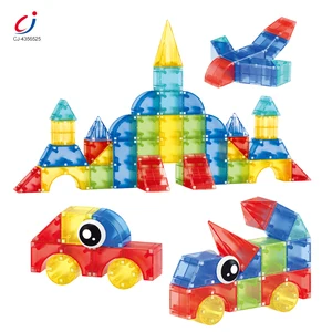 Chengji Wholesale Kid Toy Diy Magnetic Building Blocks Set Kids Educational Assembly Transparent Geometric Magnetic Blocks 52