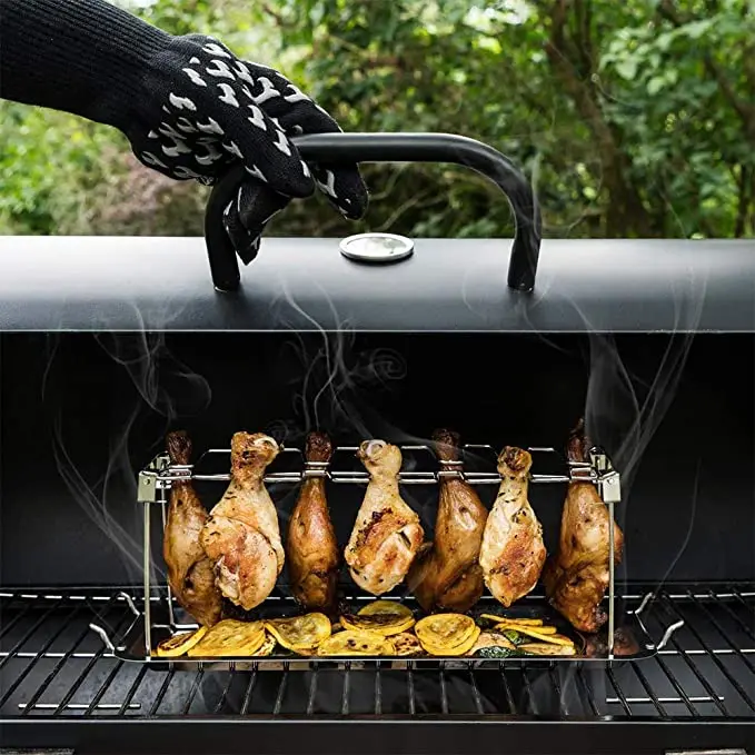 14 Slots Stainless Steel Vertical Roaster Stand for Grill