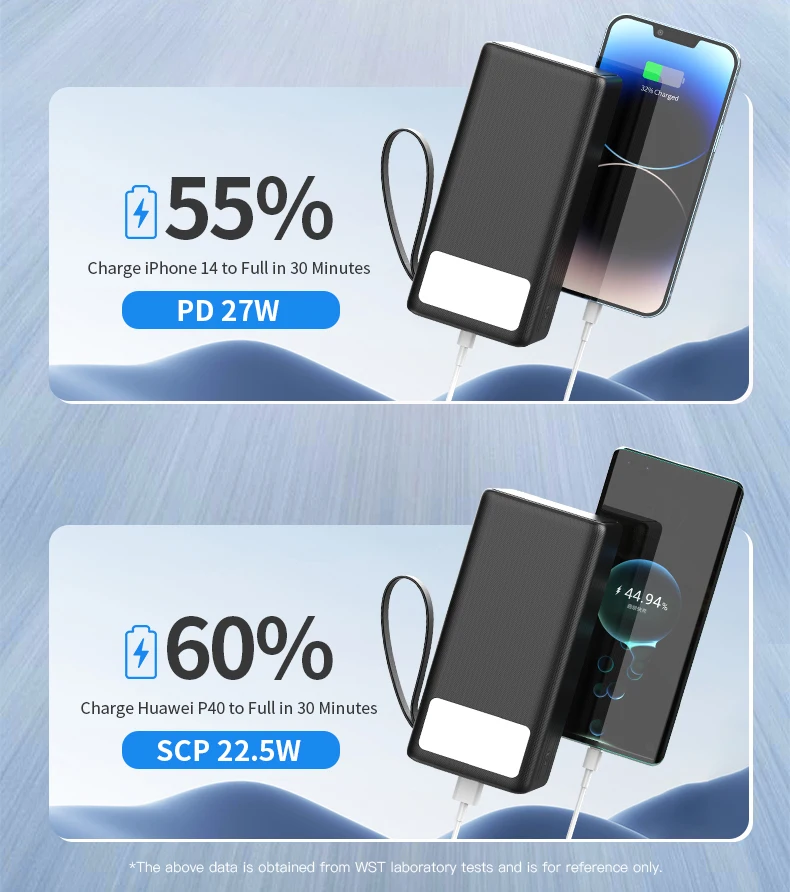 WST trending products 2023 new arrivals mobile power bank portable power bank 40000mah power bank