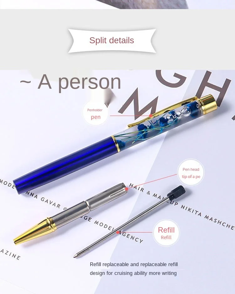Shuli Diy Dried Flower Floating Pen Bling Pen Rhinestones Crystal Metal