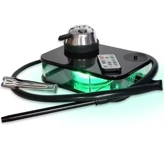 New LED Complete Set Chicha Cachimba Kit Luminous Nargile Acrylic Hookah Portable Square Book Shisha with Leather Hose