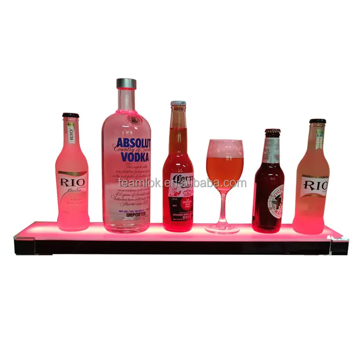 LED bar bottle display shelf 18" 24" 36" 48" wall mounted led acrylic floating wall shelf