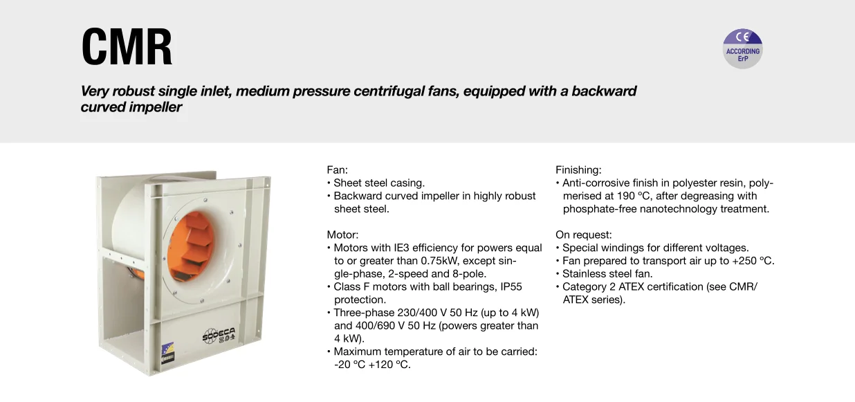 Medium Pressure Centrifugal Fan, SODECA, 230 V 50, Electric - detail 2