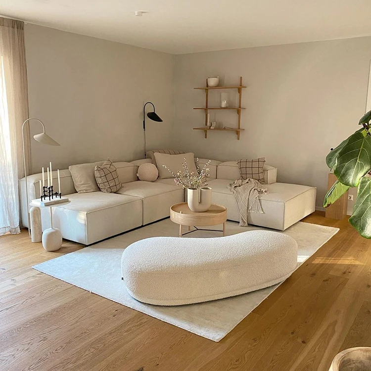 View of Waterproof Relax Fabric Sectional Sofa Set for Living Room