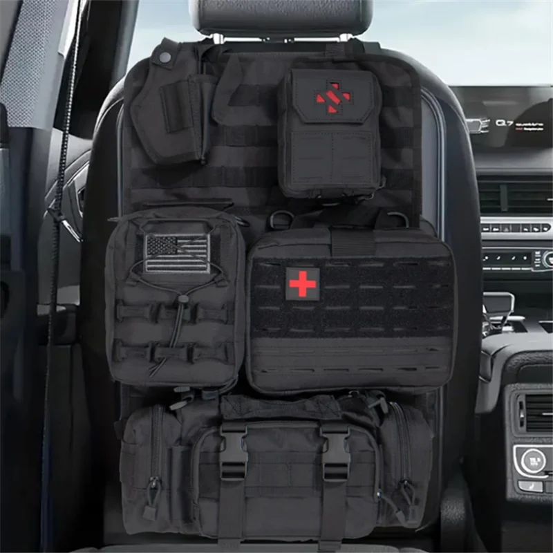 Tactical Car Back Seat Organizer With 5 Molle Pouch Holster Medical ...