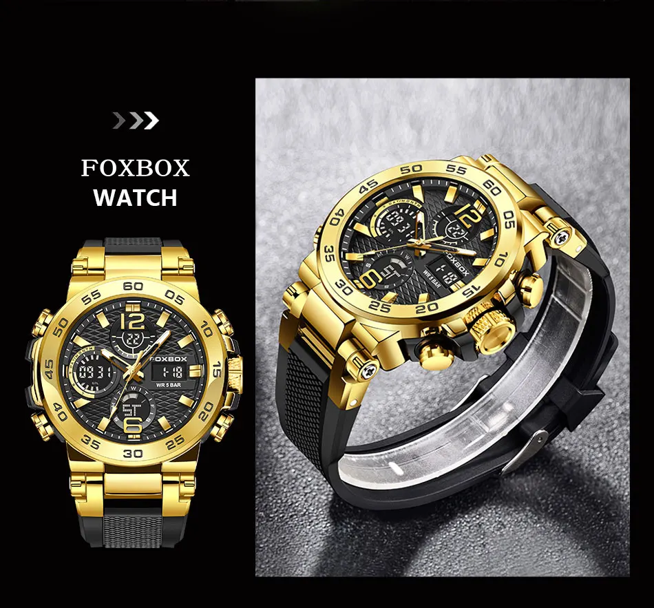 FOXBOX FB0033 Digital Sport Watch for Men Fashion Outdoor Watch Men Top Brand Luxury Waterproof Chronograph Relogio Masculino
