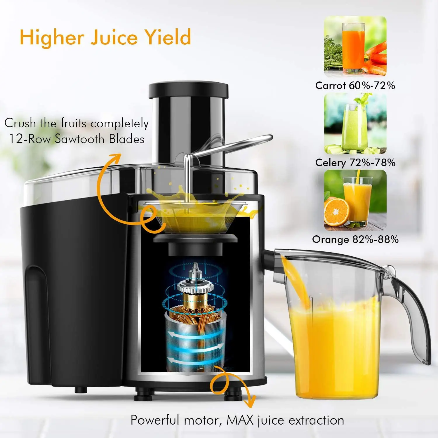 Home Appliances Juicer Extractor Machine Two Speed Control Stainless