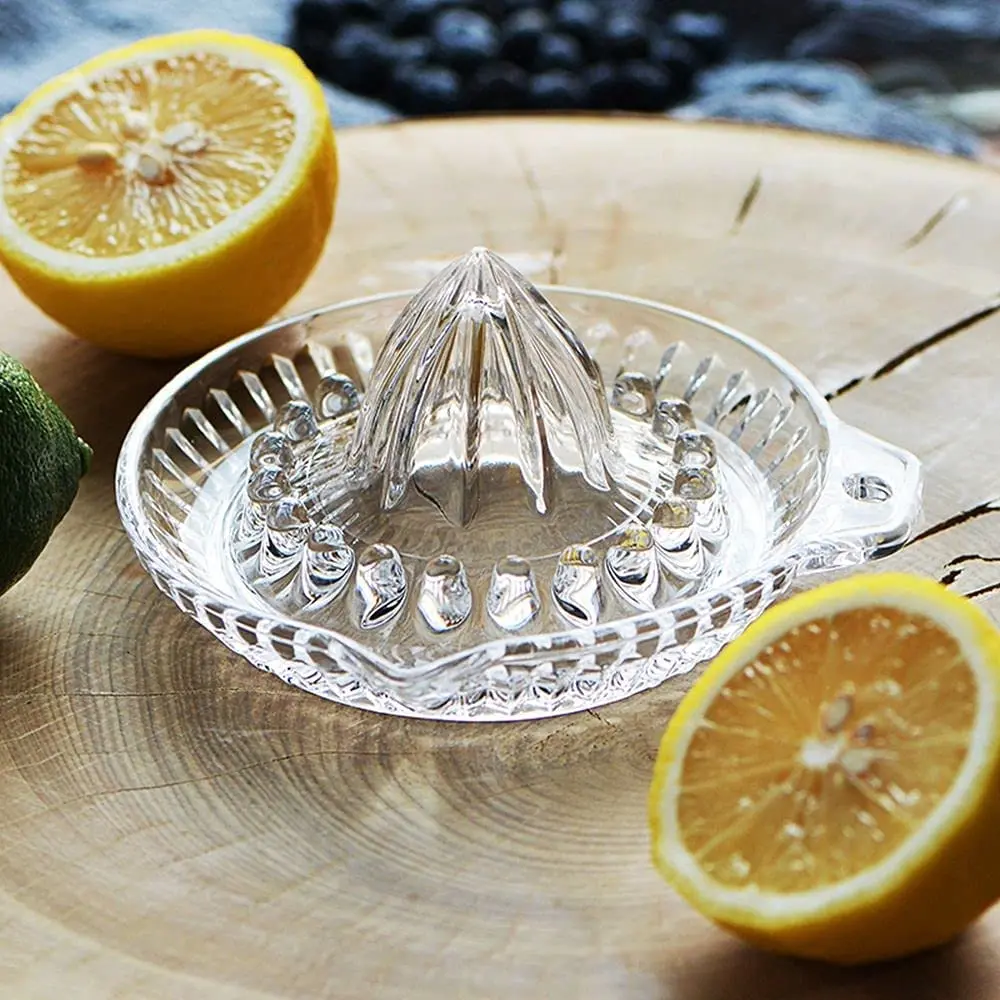 Handheld Lemon Squeezer with Glass and Pour Spout Orange Citrus Juicer with Handle Fruit & Vegetable Tools