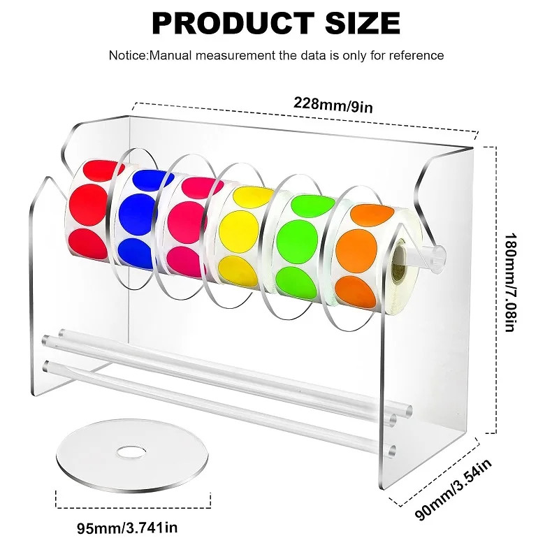 Durable Adjustable Custom Transparent Acrylic Label Holder Sticker Roll Dispenser for Desktop