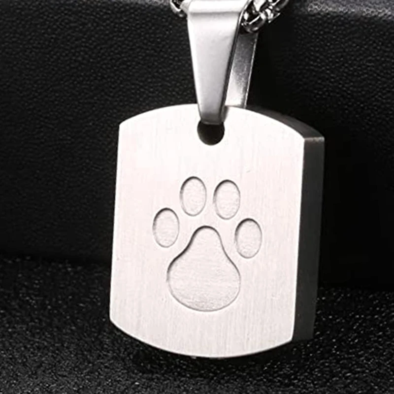 Pet Urn Necklaces for Ashes Paw Print Memorial Ash Pendant Necklace Cremation Keepsake Jewelry for Dog's Ashes with Filling Kit