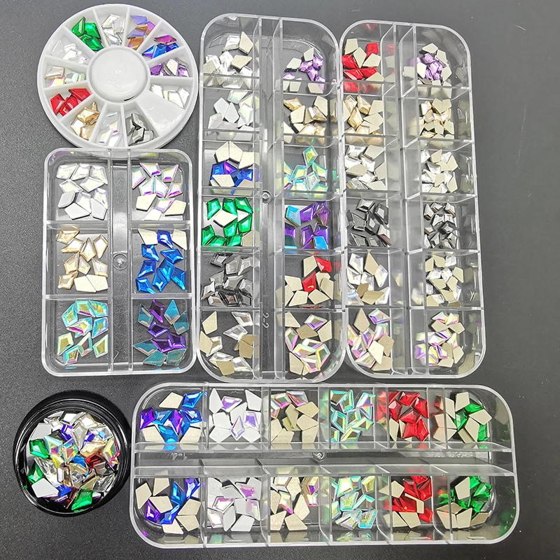 HZRcare 6 Grids Mixed Color Micro Diamond Nail Art Flat Glass Arrow Shaped Rhinestone Box Nail Art Accessories DIY Set.jpg
