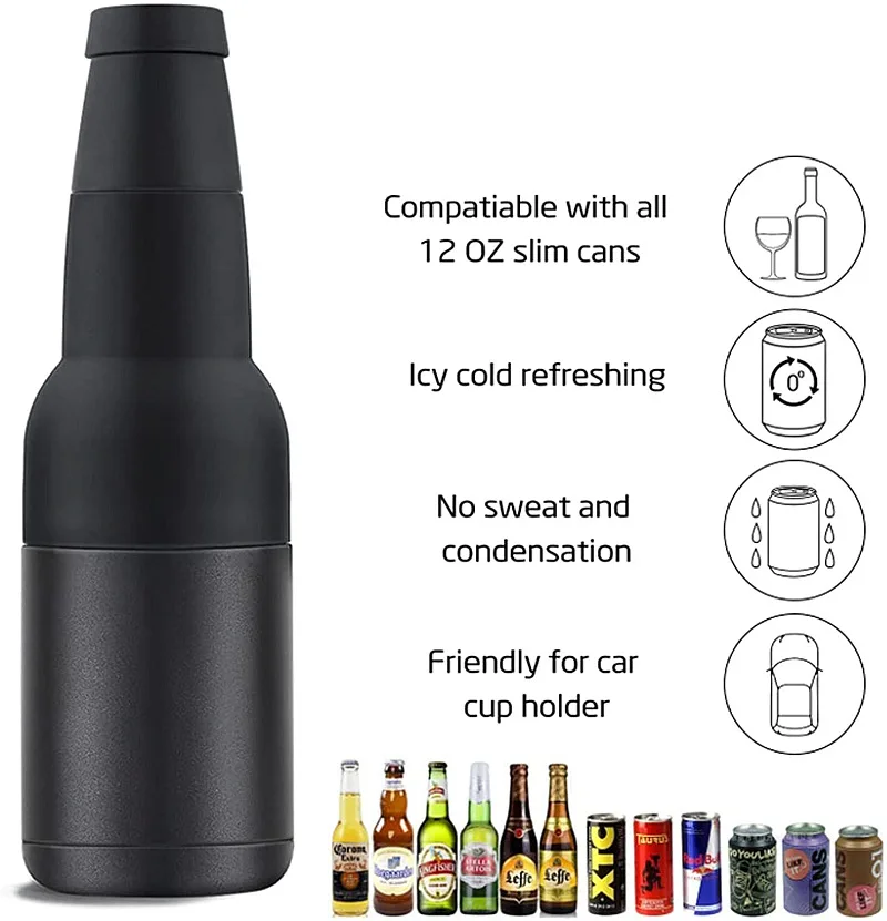 12oz Beer Bottle Cooler Double Wall Insulated Beer Bottle Holder Stainless  Steel Fits 12oz Bottles with Opener - China Stainless Steel Wine Tumbler  and Insulated Wine Tumbler price