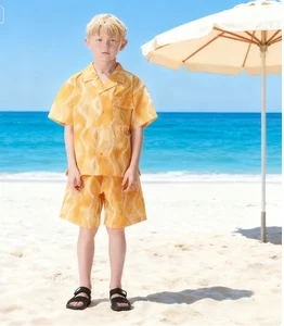 Kids Solid Soft Spandex/Polyester Fabric Set Unlock Cool Beach Style for Summer