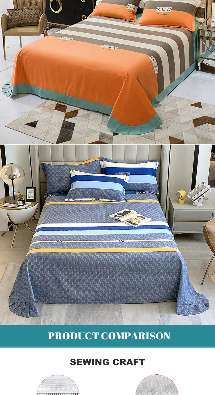 Thick Winter Bed Sheet Digital Print Pure Cotton Bed Flat Sheet Bed