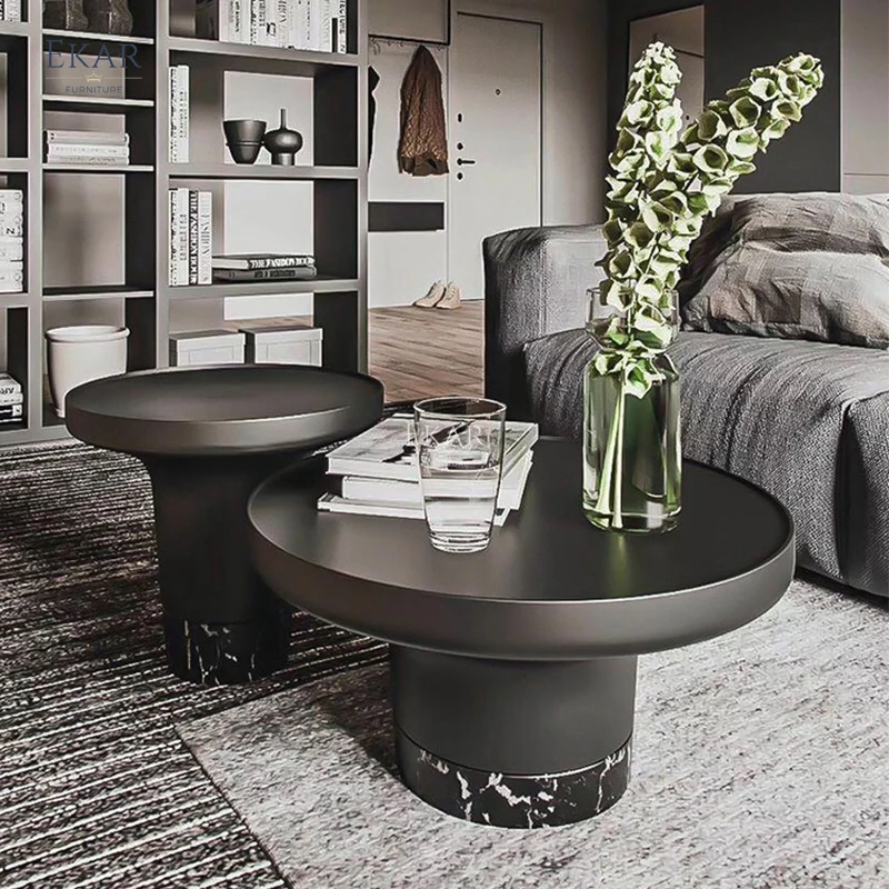 product modern living room furniture stainless steel nordic round marble luxury coffee table set-61