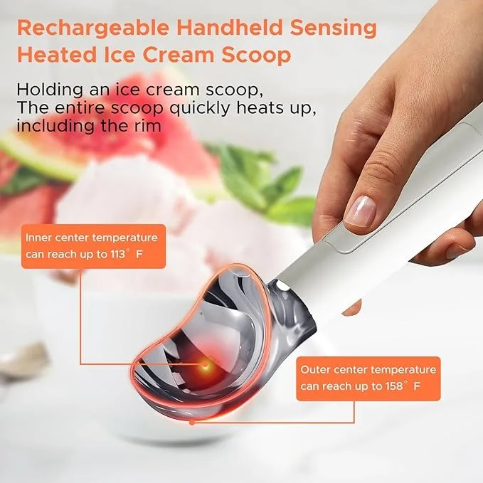 product laudtec heated ice cream scoop electric scooper for hard icecream self warming spoon battery rust proof metal easy to clean sz03-4
