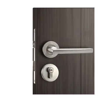 Light Luxury Design Modern Apartment Lever Stainless Steel Key Operated Door Handle Lock Durable Right Angle Interior Doors