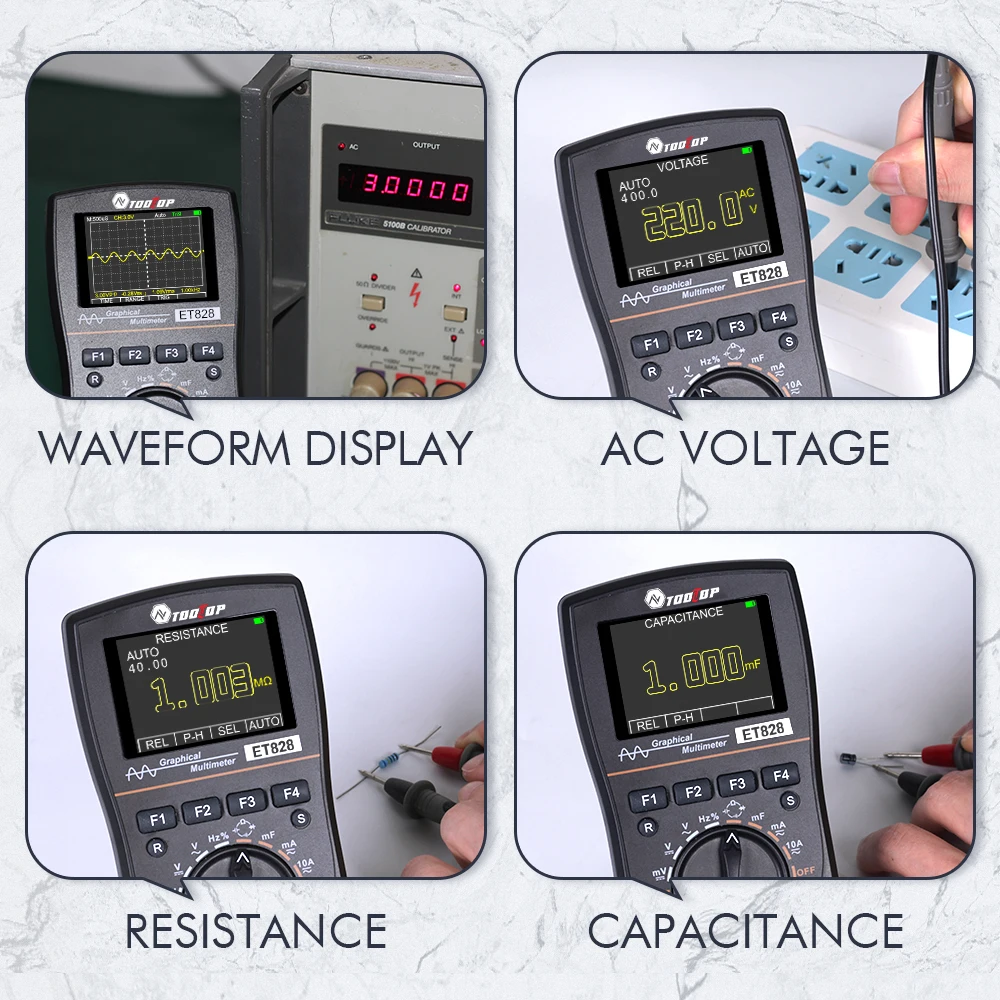 Et828 2 In 1 High Definition Intelligent Graphical Digital Oscilloscope  Multimeter 2.5msps 2.4 Inch Color Screen 1mhz Bandwidth - Buy Digital