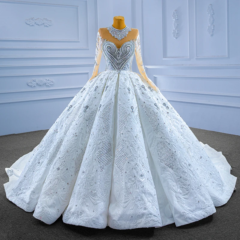 Neck Bridal Wedding Ball Gowns Dresses 
