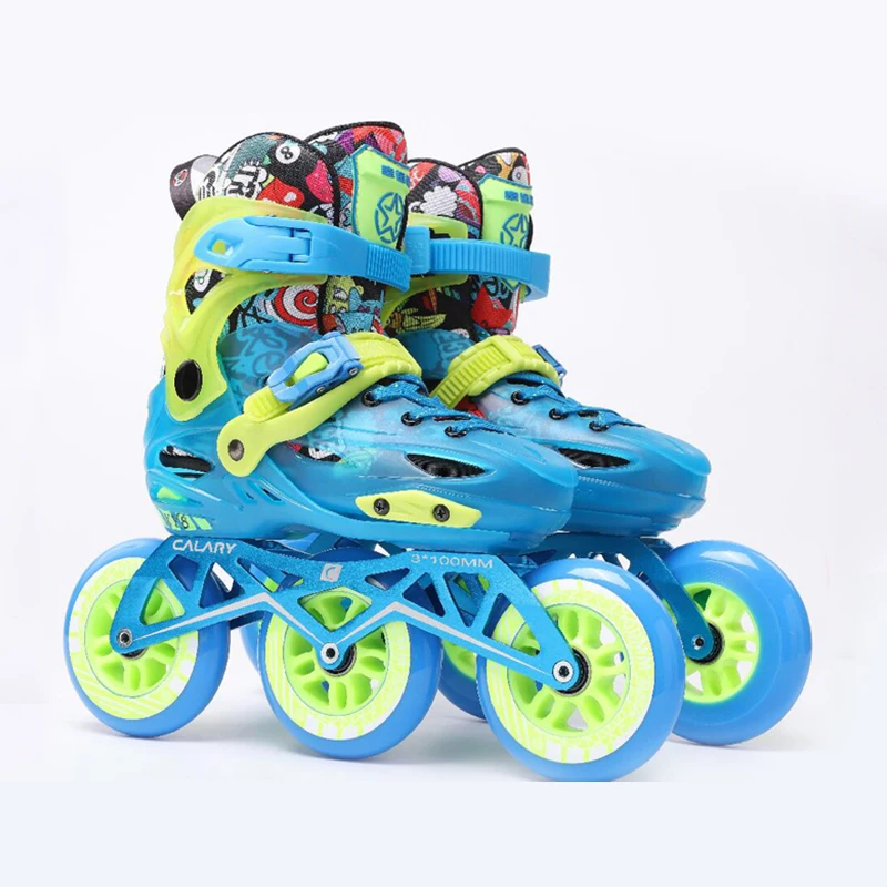 Профессиональные роликовые коньки для детей, роликовые коньки с регулируемыми тремя колесами и стабильной функцией