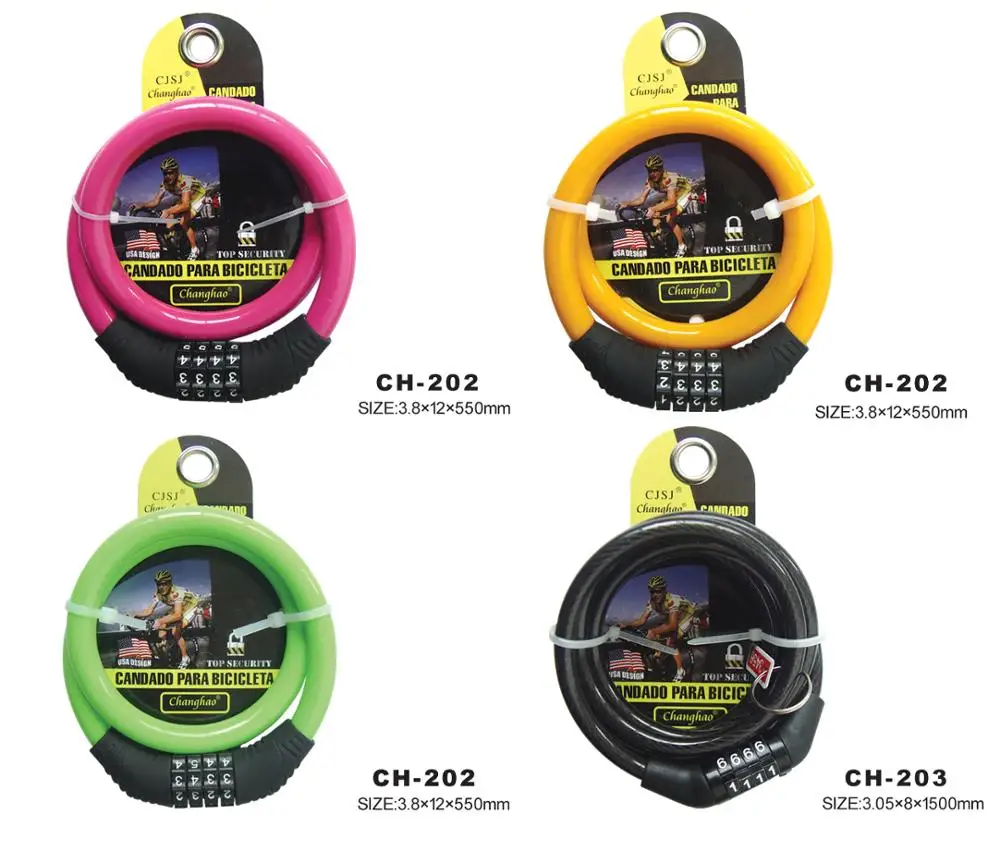 
 CH-202, продажа по оптовым ценам; Принт 4 цифровой кабель замок для велосипеда велосипедный кодовый замок для велосипеда  