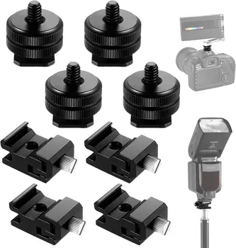 NEEWER 8-Piece 1/4 Cold Shoe Mount and Hot Shoe Flash Stand Adapter Set for DSLR Camera Rig, Camera Hot Shoe Mount Adapter