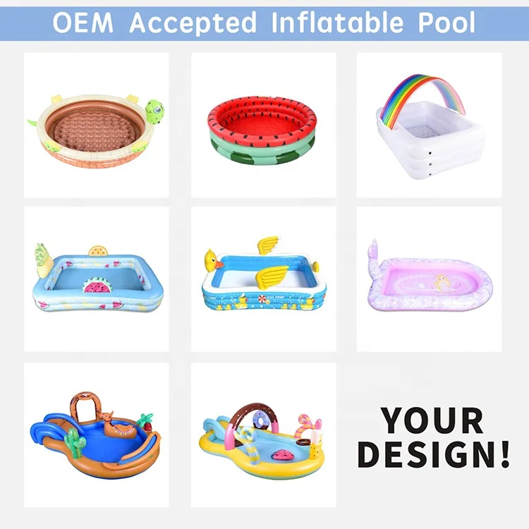 Yellow Duck Inflatable Splash Pool for Kids Blue PVC Family Pools with Ground Tools for Outdoor Family & Kids' Swimming
