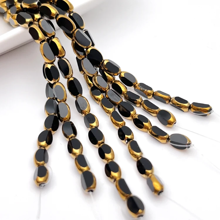 4X6mm Gold Plating Crystal Beads DIY Handmade Bracelet Accessories Necklace Oval shape Glass Beads  For Jewelry Making details