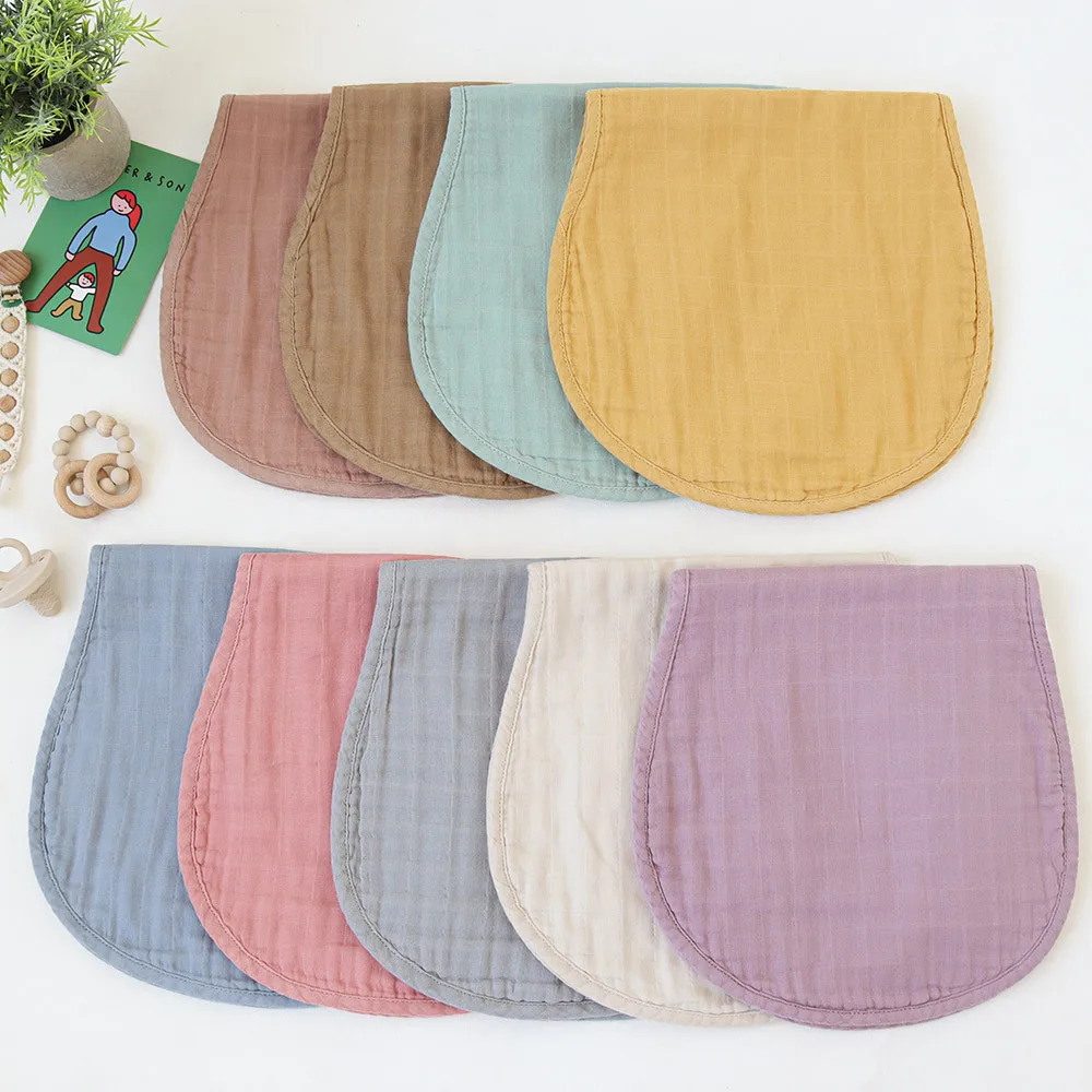 High Quality 100% Organic Cotton 6 Layers Solid Color Super Soft Bib And Muslin Burp Cloths Burping Towel For Baby manufacture