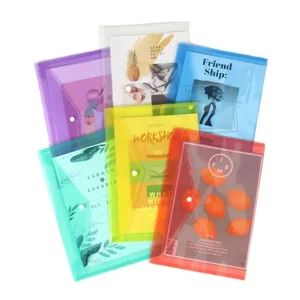 F1735 A4 PP Plastic Fastener Button Office File Bag with Hot Color for Document Storage and Folder Accessories File Bag Document