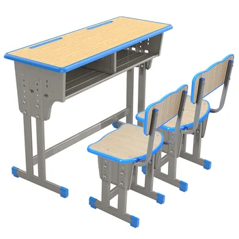Modern Comfortable Metal Desks and Chairs for Single or Double High School Classrooms for Home Office or Bedroom