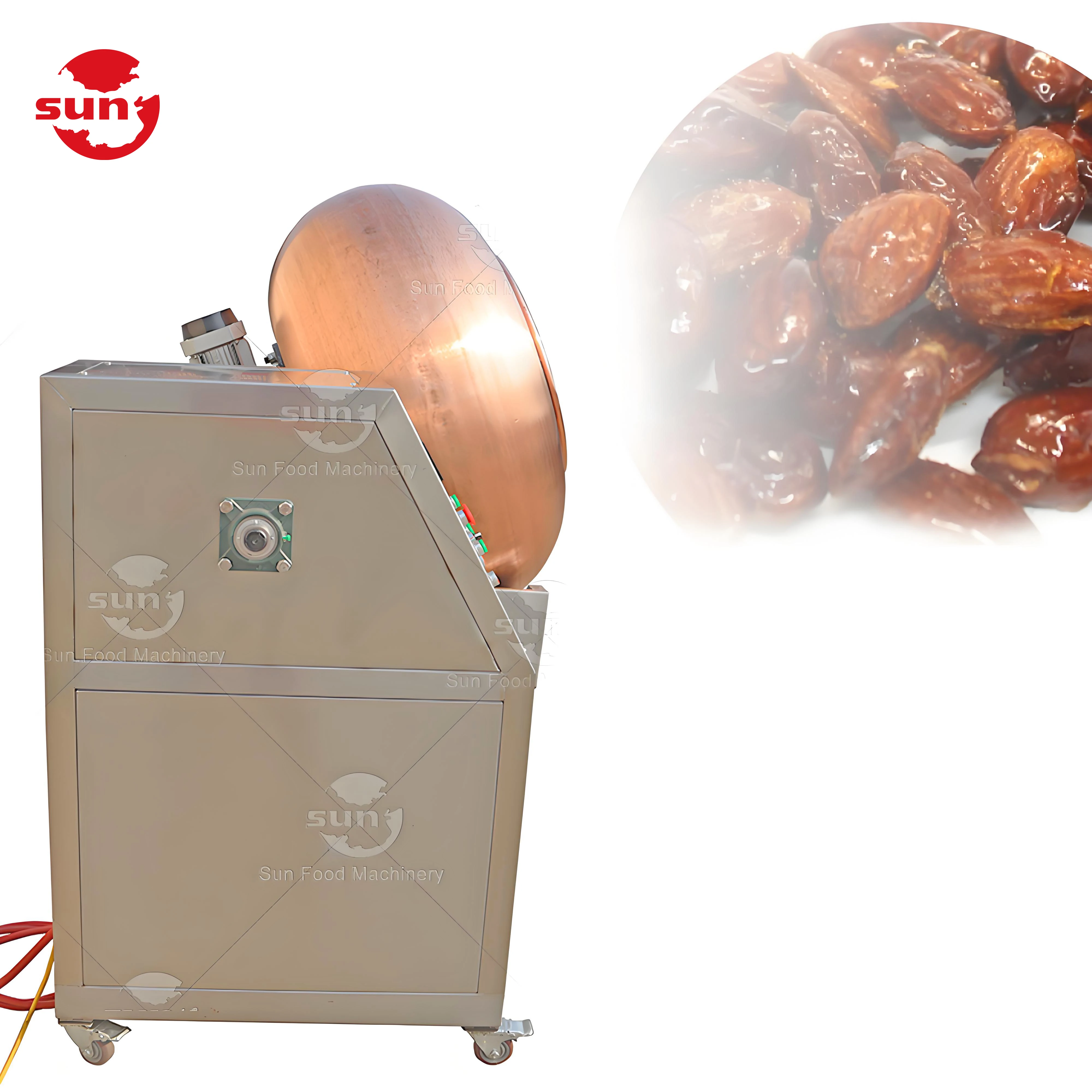 Copper Cocoa Peanut Flavor Drum Coating Pan Machine Flouring Coated Peanut Almond Nut Coating Machine Price