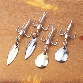 Hessen Stainless Steel Treble Hook Spinner Spoon 2# 4# 6# 8# 10# Triple Hook Rotating Sequined for Fish Bass Octopus Trout Pike – Metal Jig – view 2