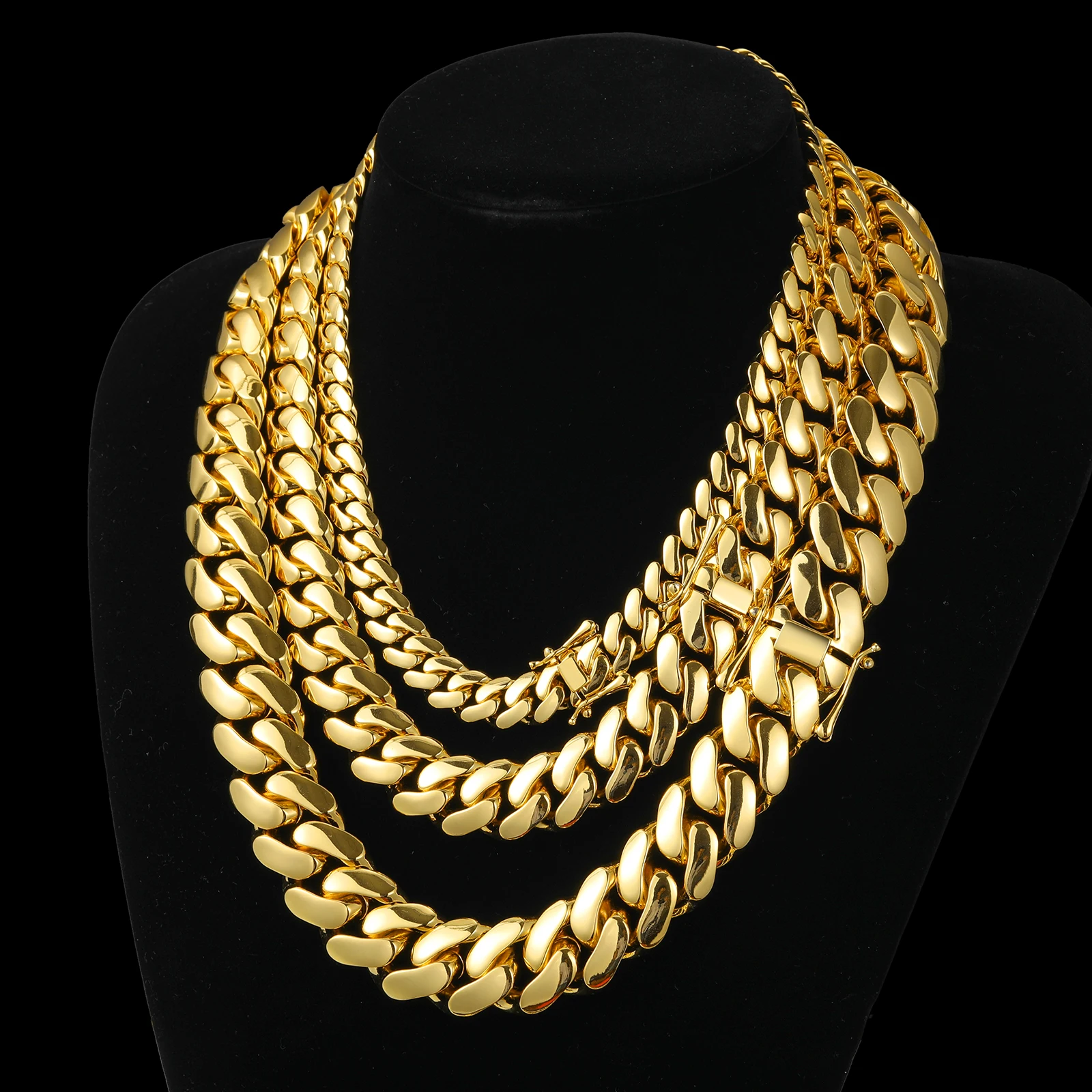 Cadenas De Titanium ® En Oro 10K Para Hombre Cadena Cubana Joyería Con Diamantes